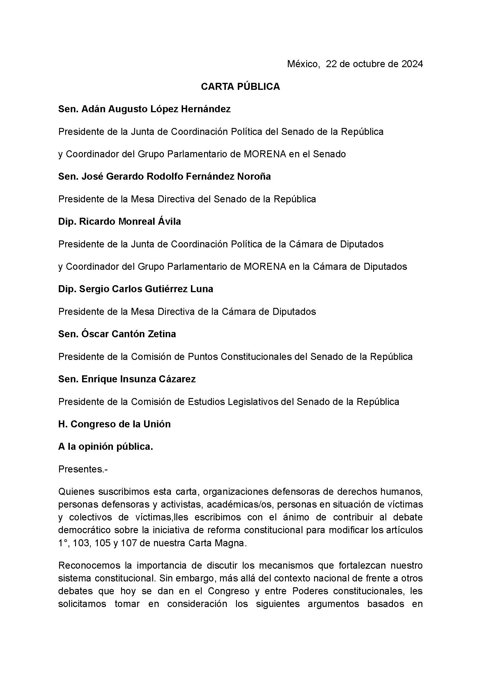 Carta pública - Senado - Contrarreforma al artículo 1o (FINAL)_Página_01